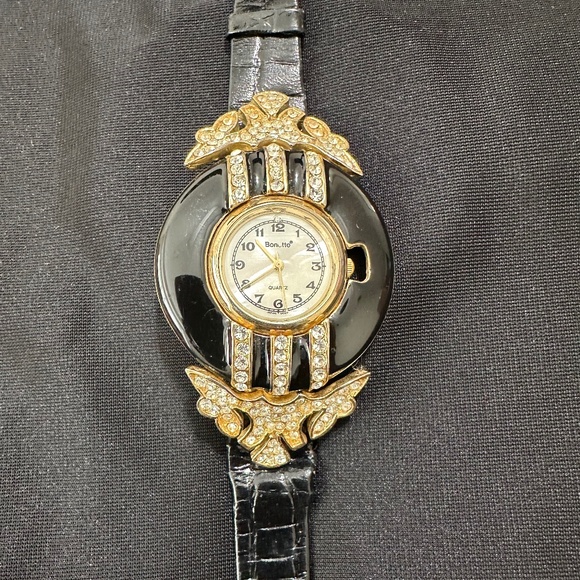 BONETTO Black Leather Watch - Picture 1 of 6